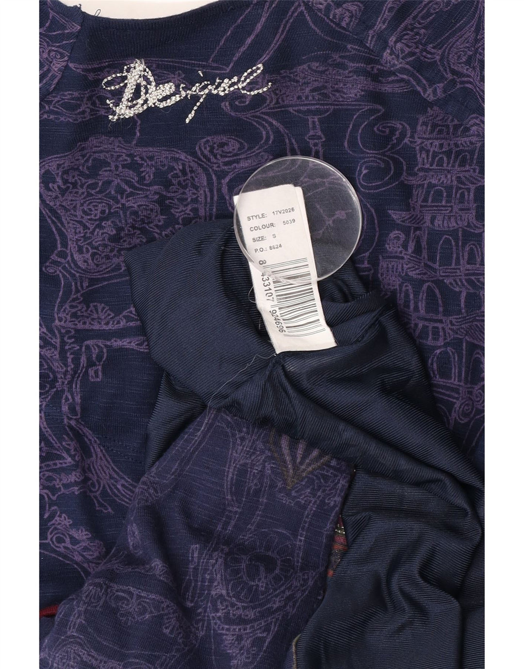 Rochie Desigual pentru femei, cu model abstract, cu talie scazuta UK 8, albastru bleumarin mic