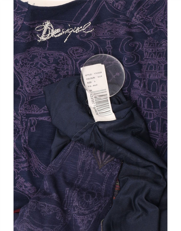 Rochie Desigual pentru femei, cu model abstract, cu talie scazuta UK 8, albastru bleumarin mic