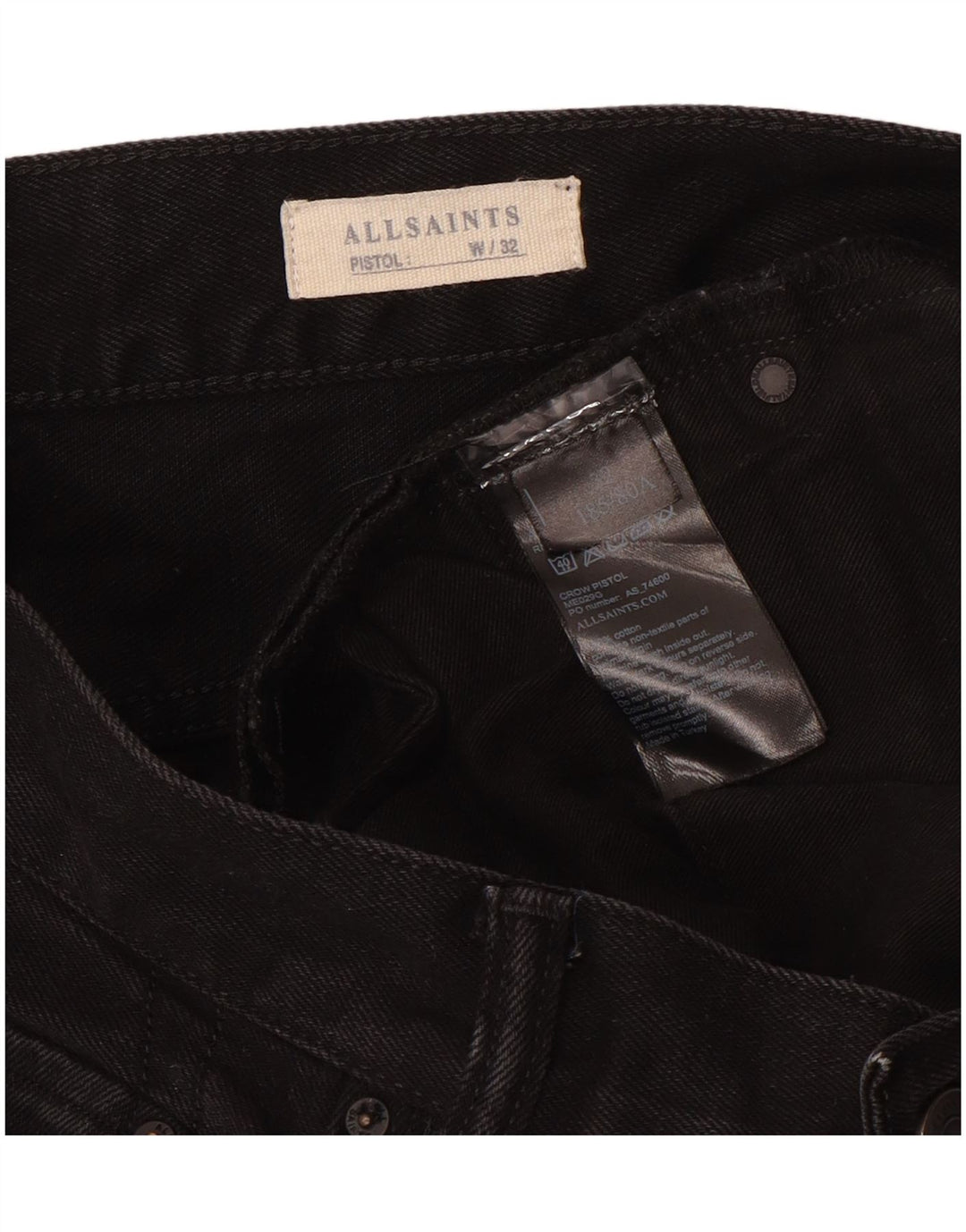 ALL SAINTS Blugi skinny pentru bărbați W32 L31 bumbac negru