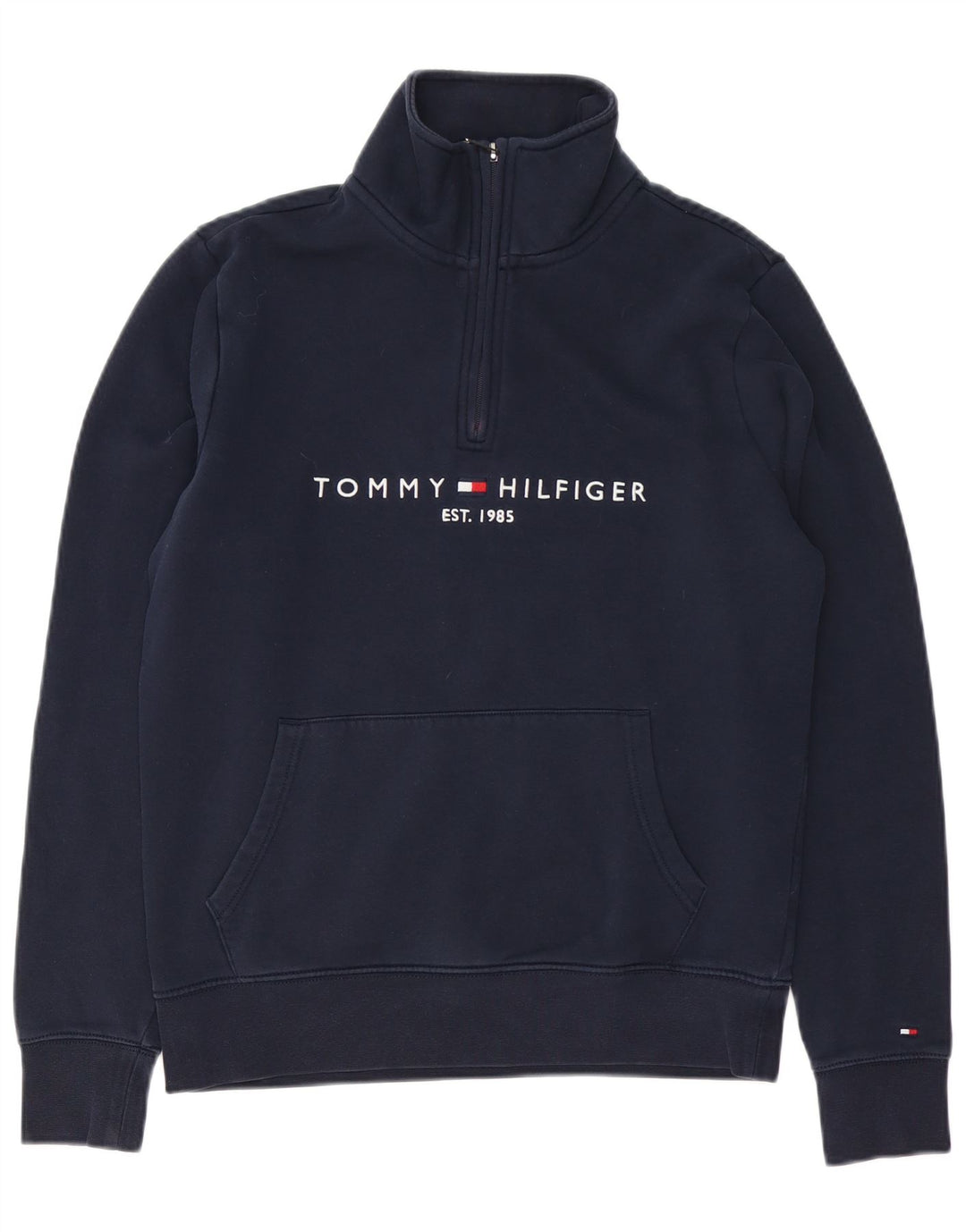 Hanorac pentru bărbați Tommy Hilfiger, cu grafic, cu fermoar și cu gât, Pulover mic, bleumarin