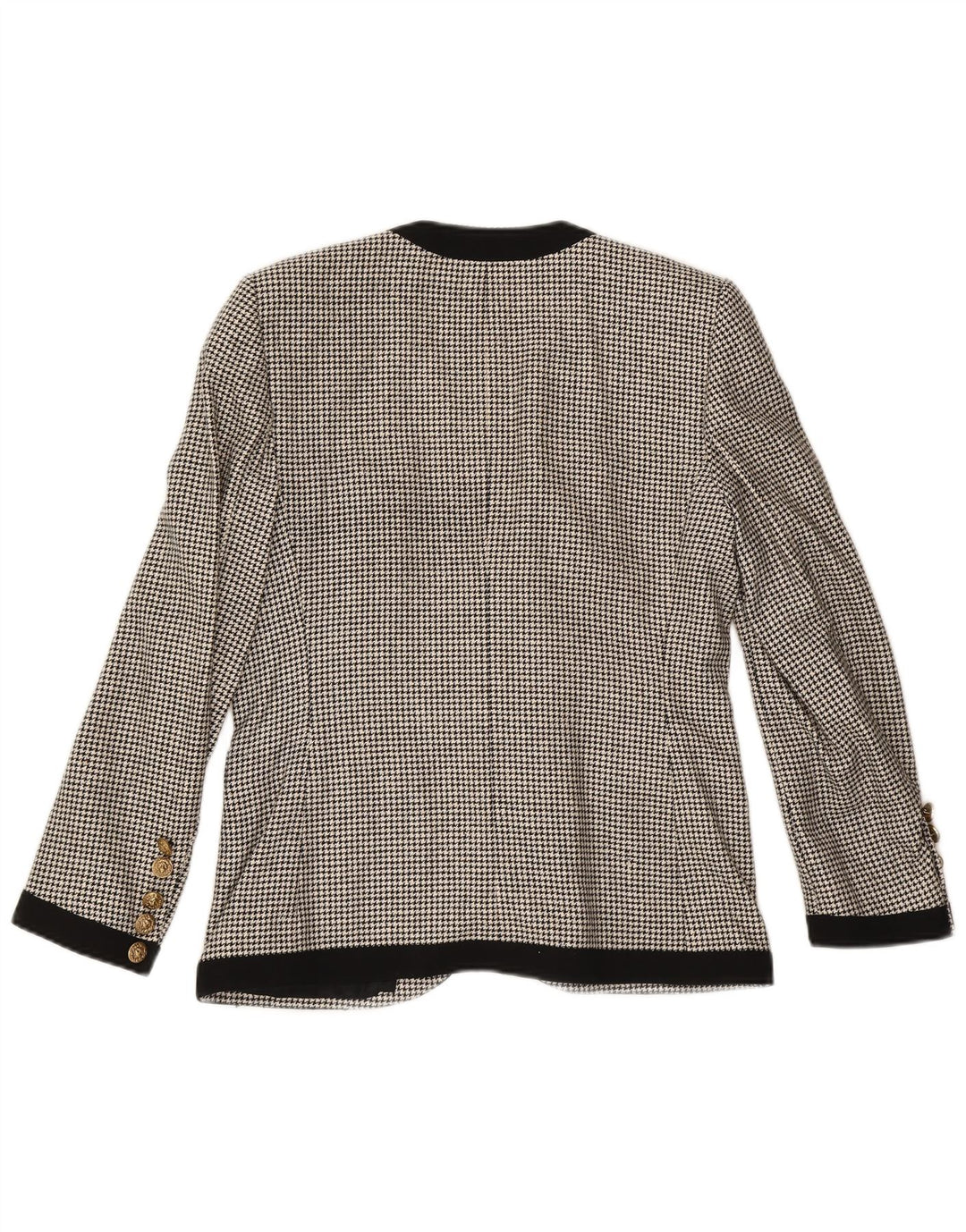 AQUASCUTUM Womens 4 Button Blazer Jacket UK 12 Medium Black Houndstooth