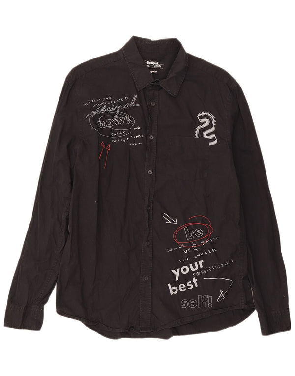 Cămașă Desigual Graphic Regular Fit XL, bumbac negru