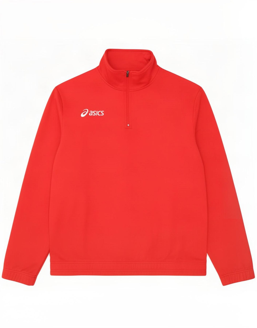 Pulover Asics pentru baieti, cu fermoar, cu gat, 13-14 ani, poliester rosu