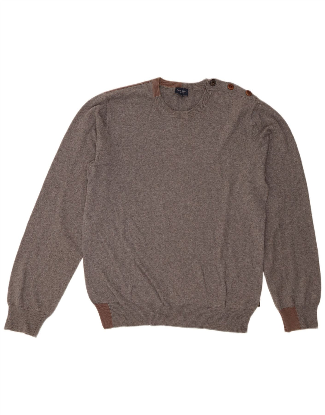 Pulover pentru bărbați Paul Smith, cu gât roșu, din bumbac color bloc, gri mediu