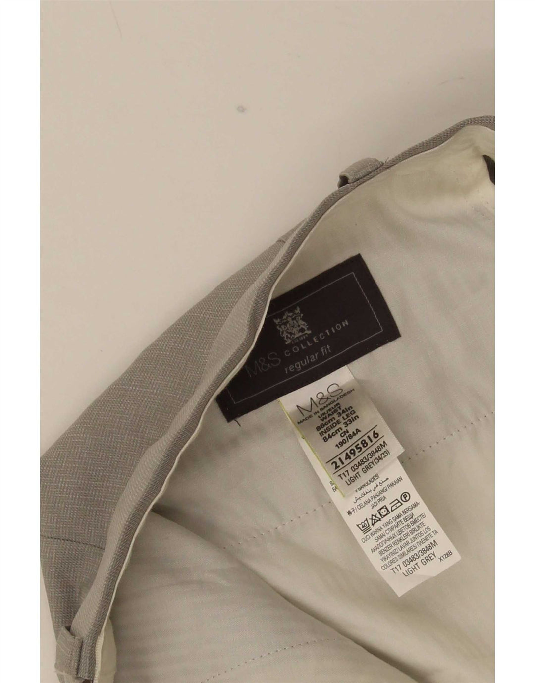 Pantaloni de costum pentru bărbați Marks & Spencer, cu ajustare normală, L34 L33, poliester gri