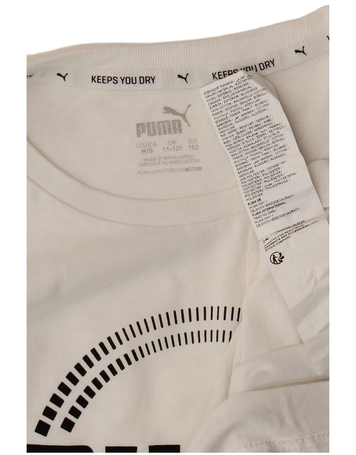 Tricou grafic Puma Băieți Top 11-12 Ani Bumbac Alb Mediu