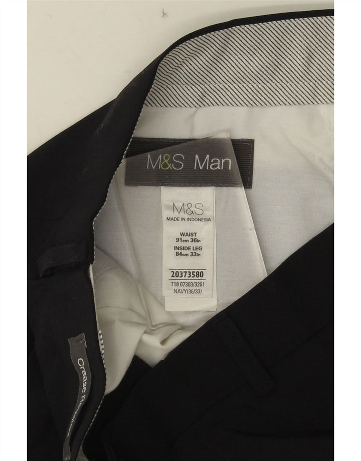Marks & Spencer Pantaloni drepți pentru bărbați L36 L33 Poliester bleumarin