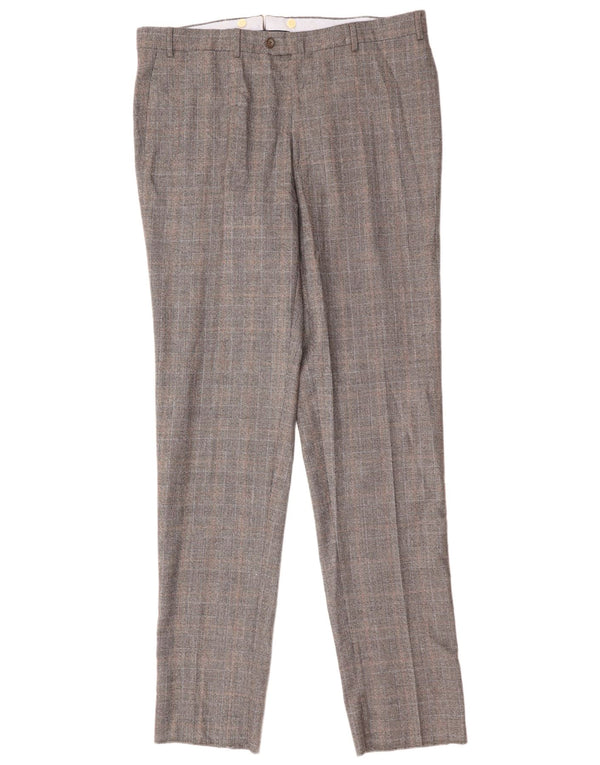 Pantaloni de costum slim pentru bărbați Borsalino IT 58 4XL W40 L40 Gri Check