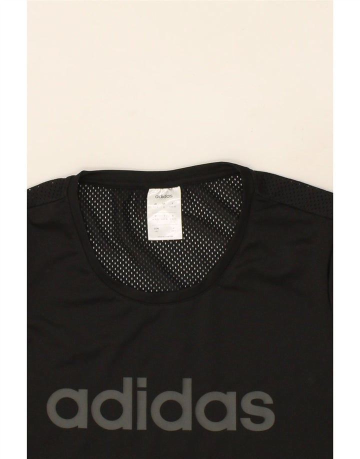 ADIDAS Womens Graphic T-Shirt Top UK 12 Medium Black Polyester Vintage Adidas and Second-Hand Adidas from Messina Hembry 