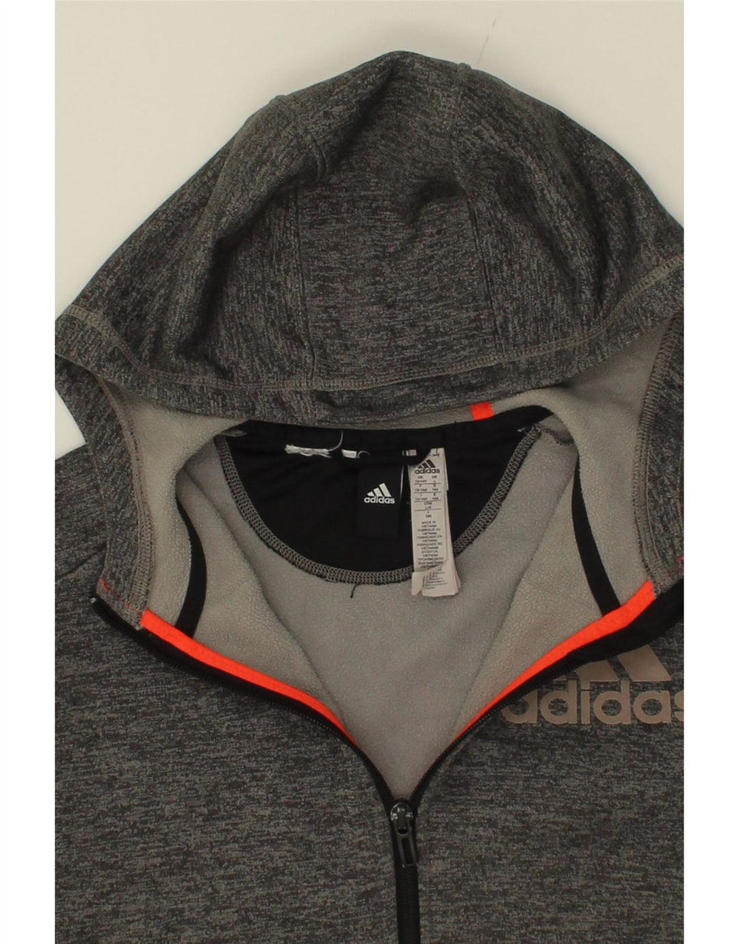 ADIDAS Boys Zip Hoodie Sweater 13-14 Years  Grey Colourblock Polyester Vintage Adidas and Second-Hand Adidas from Messina Hembry 