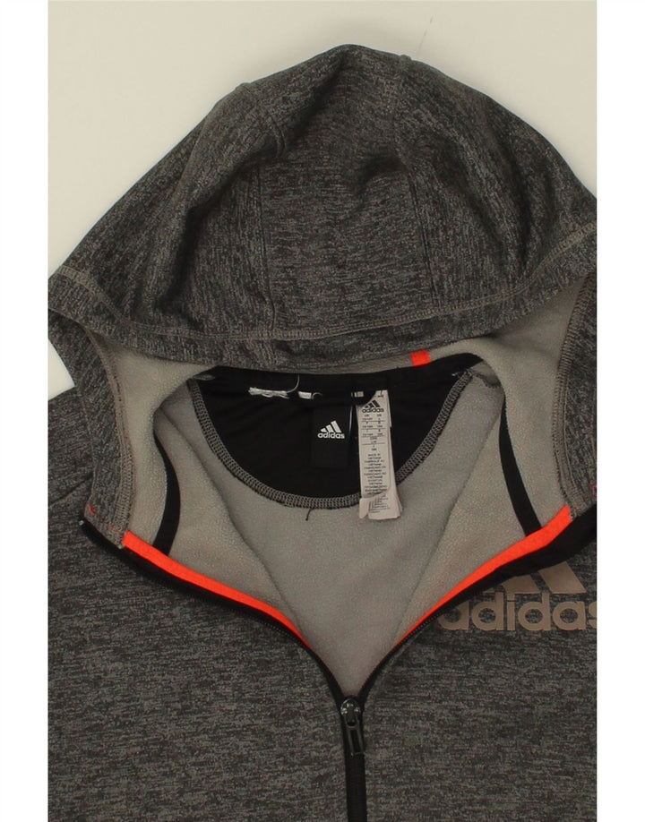 ADIDAS Boys Zip Hoodie Sweater 13-14 Years  Grey Colourblock Polyester Vintage Adidas and Second-Hand Adidas from Messina Hembry 