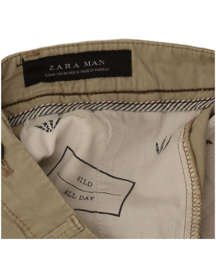 Pantaloni scurți chino pentru bărbați Zara EU 38 Small W30 Bej