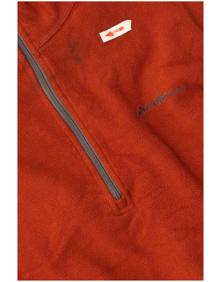 EDDIE BAUER Pulover pentru bărbați, cu fermoar și gât, poliester portocaliu mare
