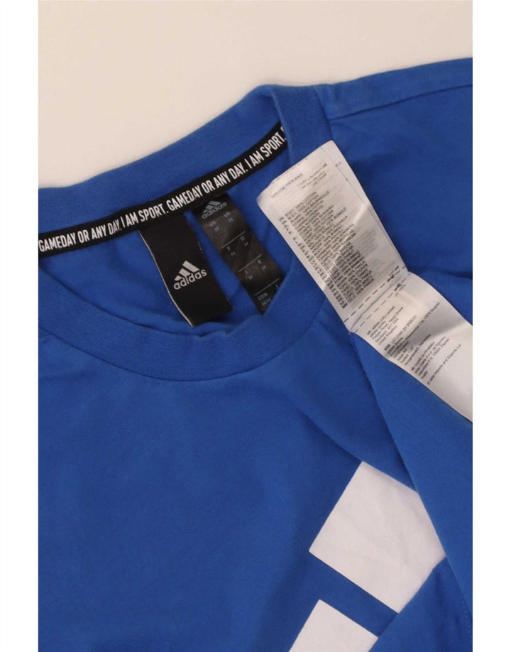 Tricou grafic pentru bărbați Adidas Top, bumbac albastru mediu