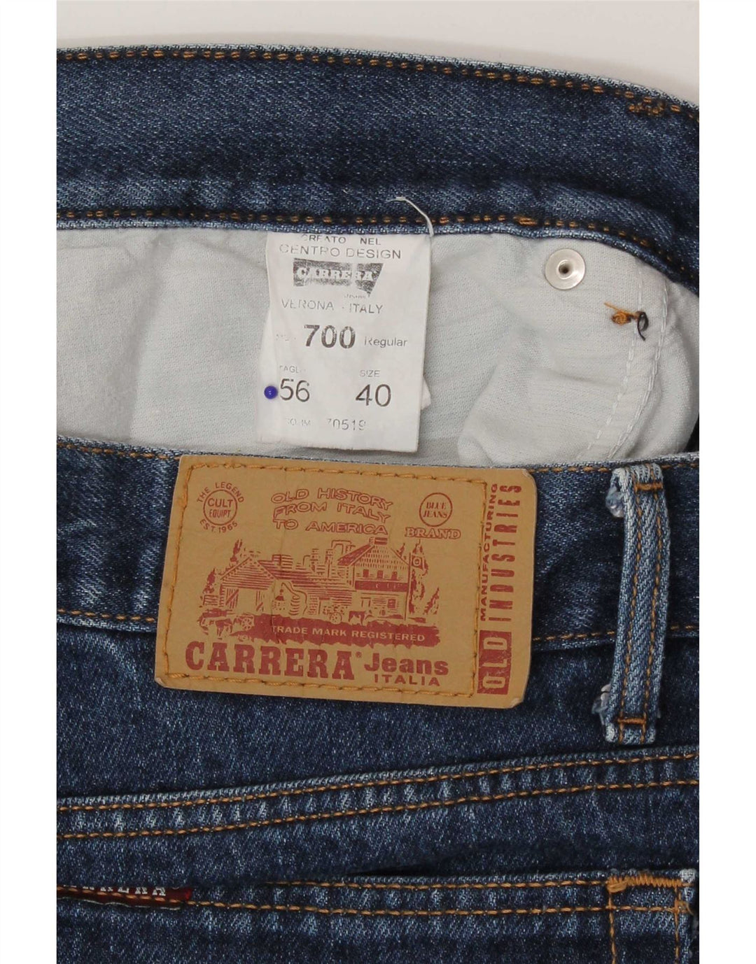Blugi drepți obișnuiți pentru bărbați Carrera 700 W40 L30 Blue Cotton Classic