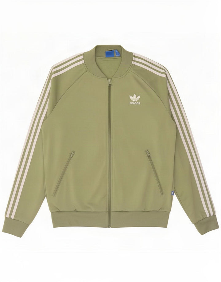 Jachetă de trening grafică Adidas pentru femei UK 14 Poliester verde mediu