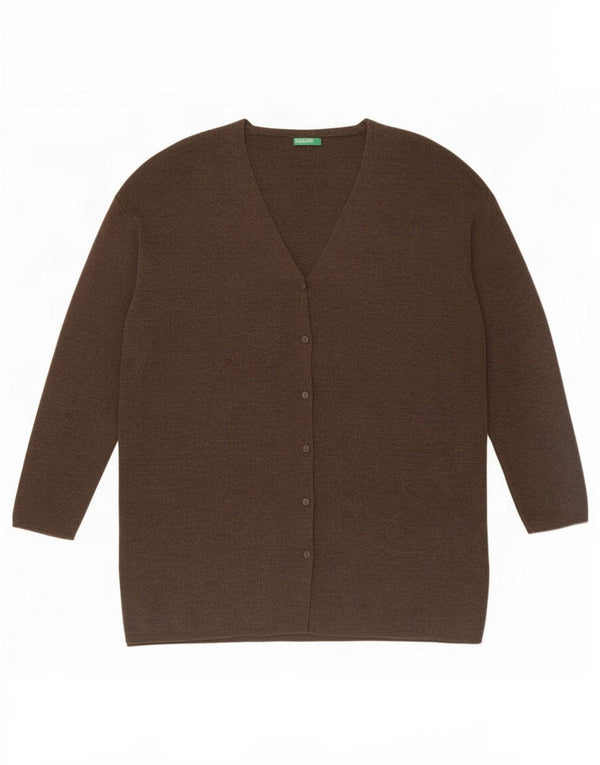 Pulover cardigan pentru femei Benetton UK 14 Lână maro medie