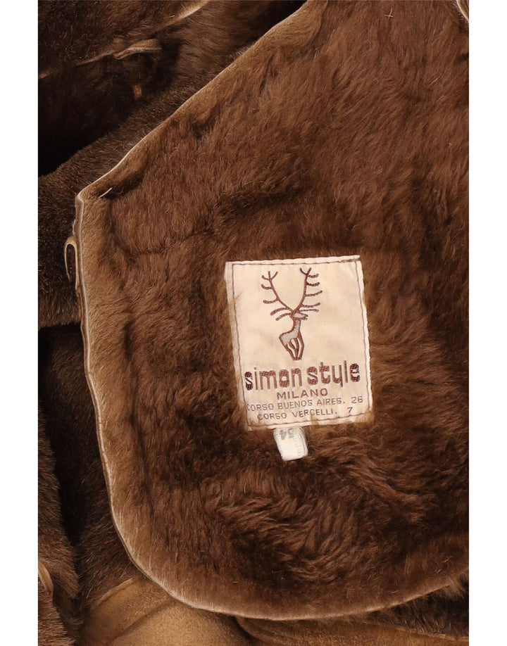 Pardesiu din shearling vintage pentru bărbați IT 54 2XL bej