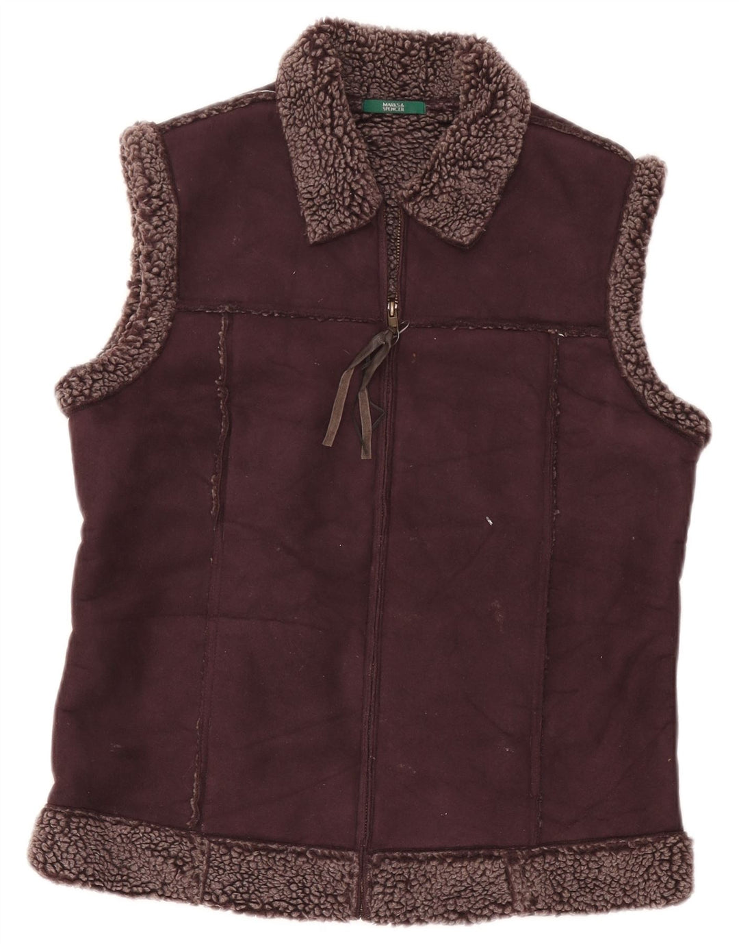 Gilet Sherpa pentru femei Marks & Spencer UK 12 Medium Burgundy Poliester