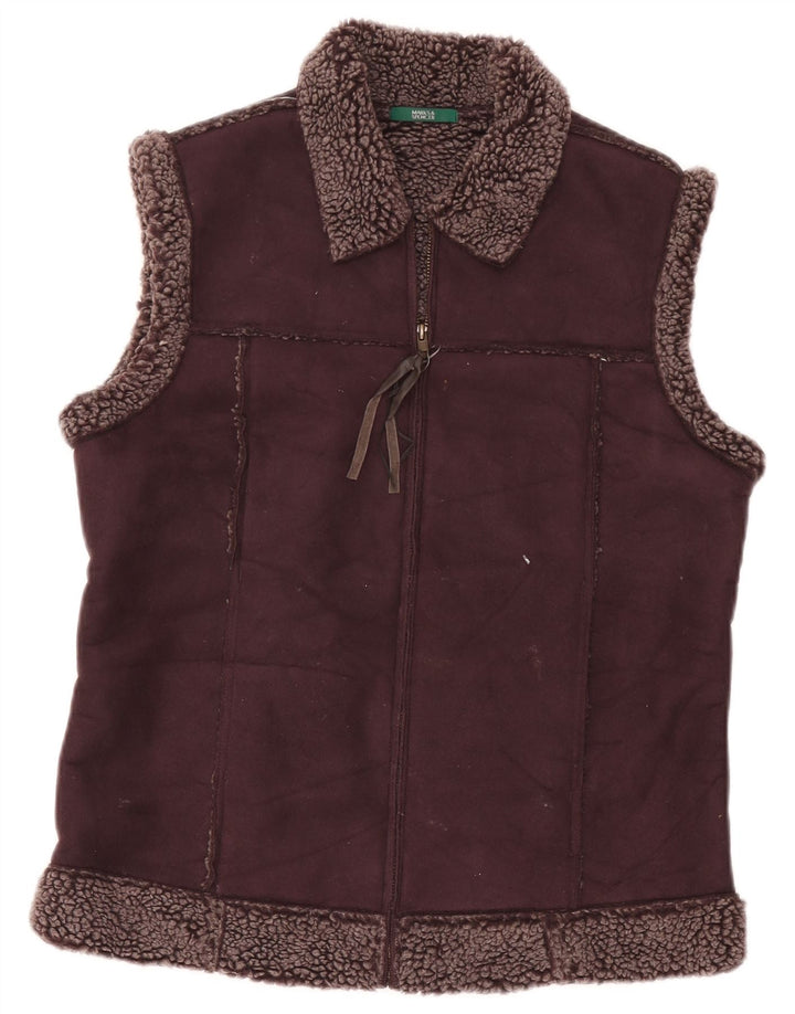 Gilet Sherpa pentru femei Marks & Spencer UK 12 Medium Burgundy Poliester