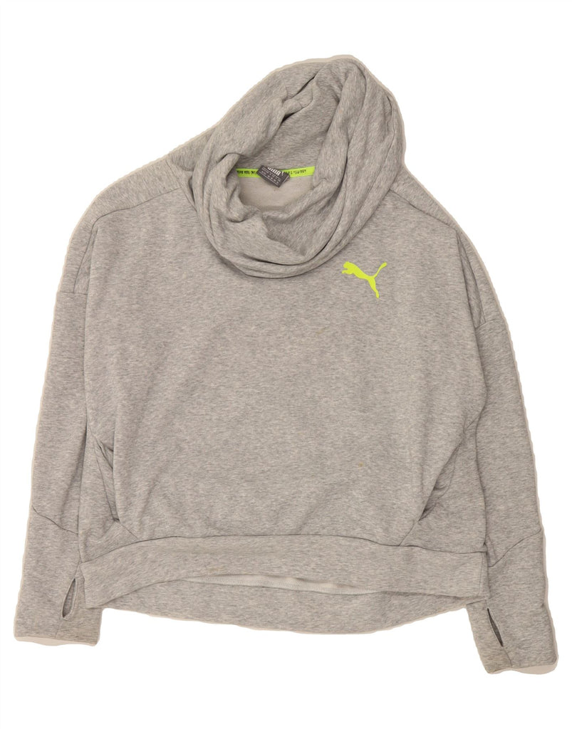 PUMA Womens Oversized Roll Neck Sweatshirt Jumper UK 16 Large Grey Cotton Vintage Puma and Second-Hand Puma from Messina Hembry 