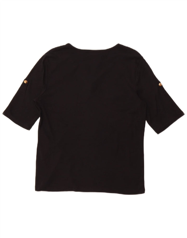 Tricou pentru femei RALPH LAUREN Top mare din bumbac negru