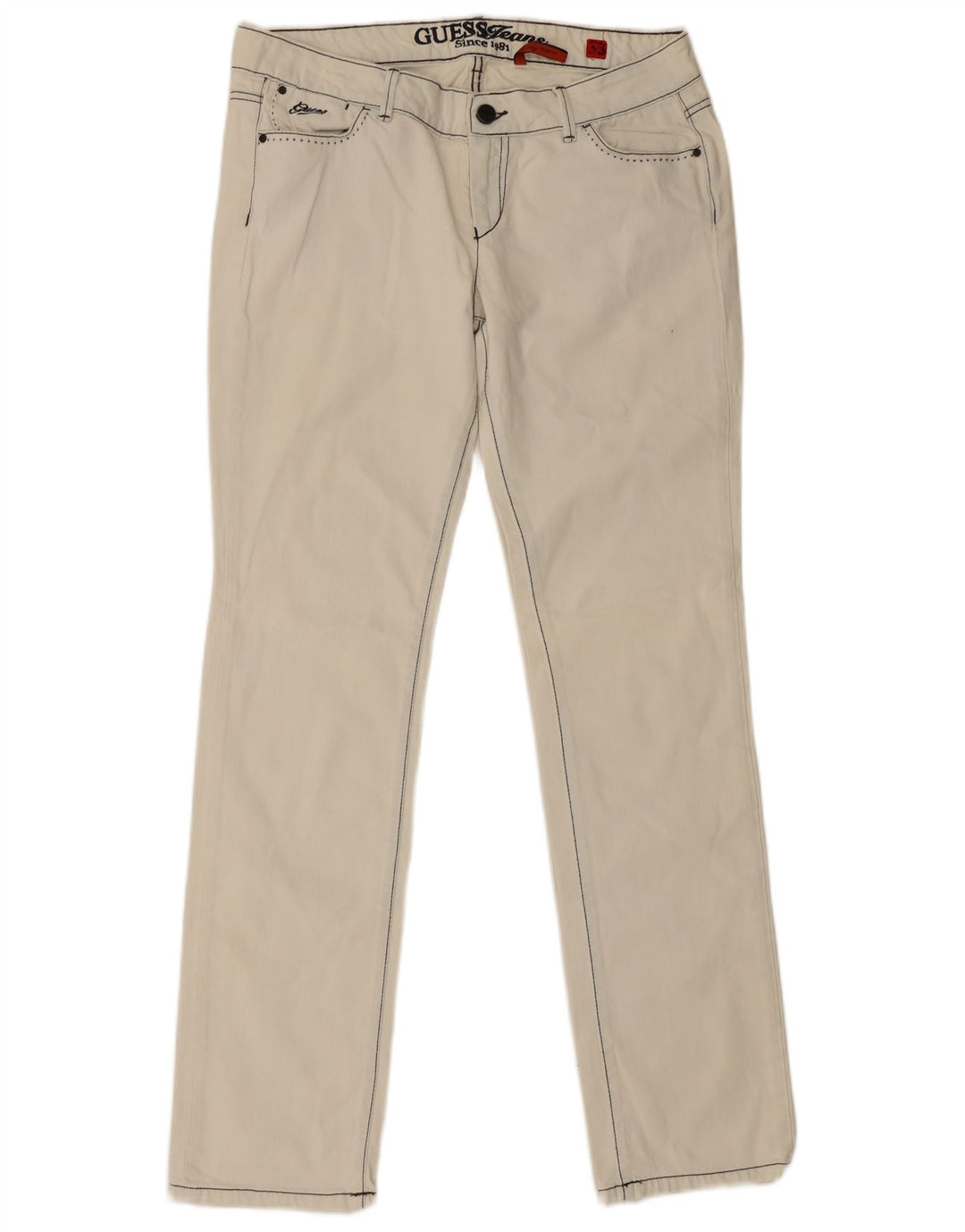 Blugi slim pentru femei Guess W33 L34 bumbac alb
