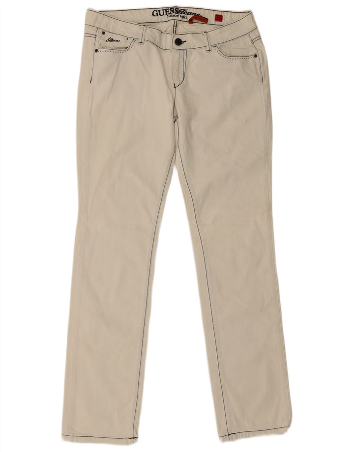 Blugi slim pentru femei Guess W33 L34 bumbac alb