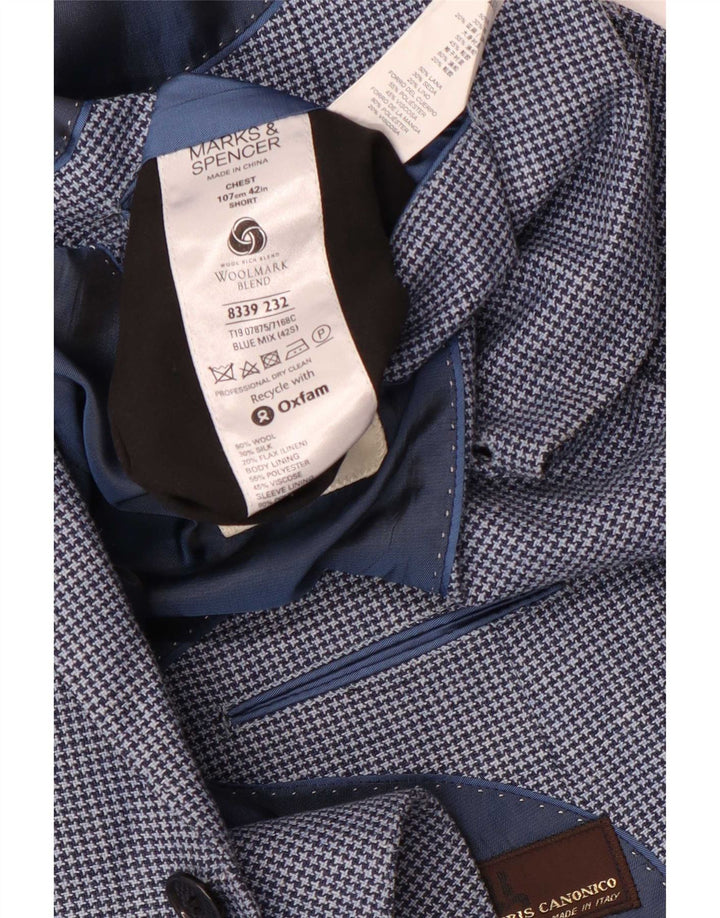 Marks & Spencer jachetă pentru bărbați scurtă pentru bărbați UK 42 mare, albastru Houndstooth