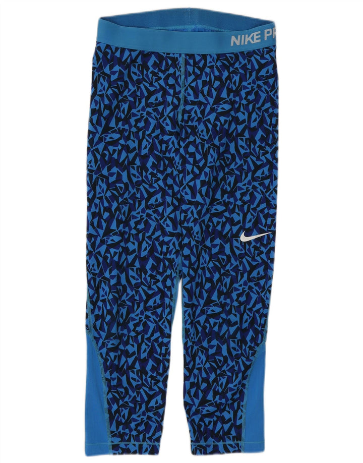 Leggings crop pentru femei Nike UK 12, poliester geometric, albastru mediu