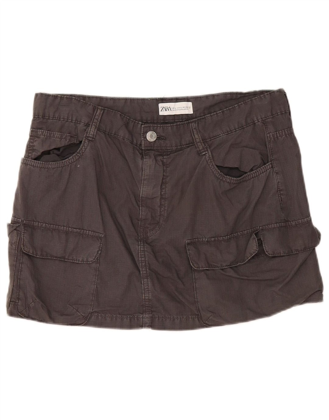 Fusta mini cargo pentru femei Zara, mare W30, bumbac gri