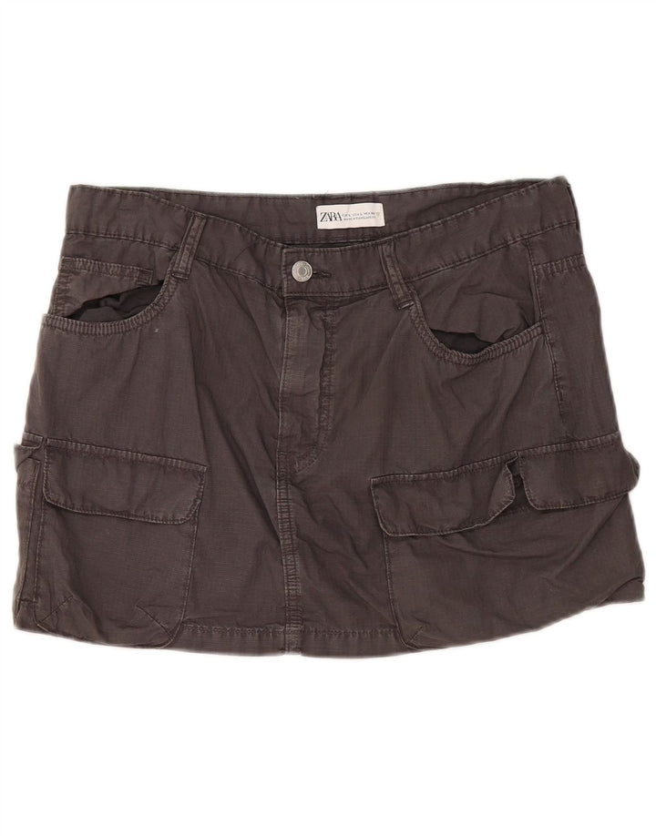 Fusta mini cargo pentru femei Zara, mare W30, bumbac gri
