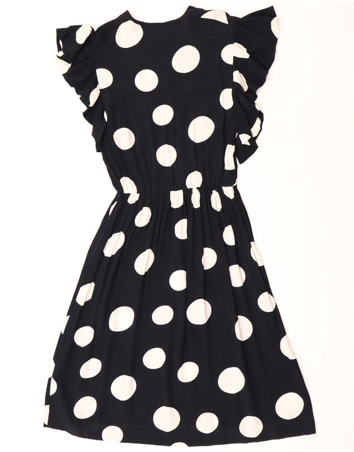 Rochie vintage pentru femei în linie A UK 12 Medium Black Polka Dot