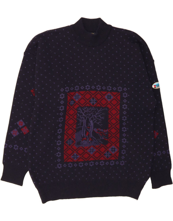 NORTH POLE Pulover pentru bărbați cu gât țestoasă, 2XL, lână Fair Isle, albastru bleumarin
