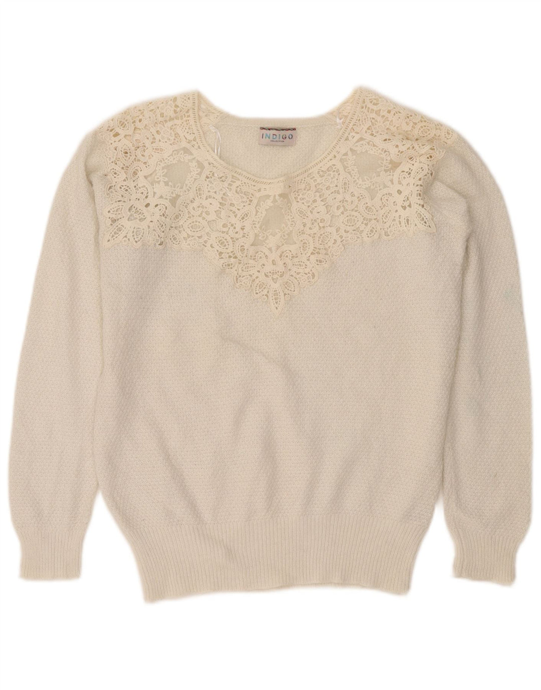 Pulover pentru femei Marks & Spencer Indigo cu gât de barcă UK 12 Medium White