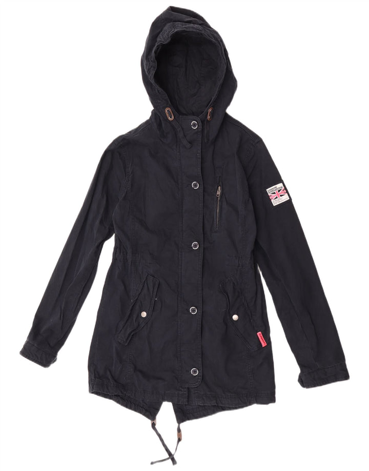 Jachetă parka cu glugă Superdry pentru femei UK 10 mic bumbac bleumarin