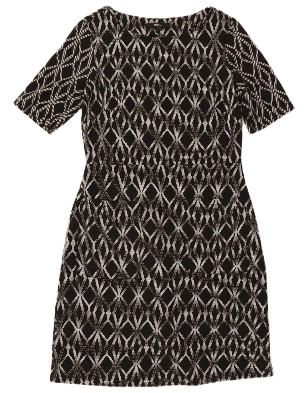 Next Rochie teacă pentru femei UK 12 Medium Gri Geometric Poliester