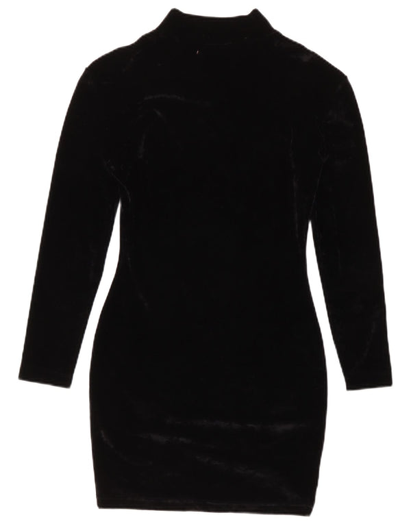 Rochie de velur cu mâneci lungi Onyx pentru femei UK 12 Medium Black Acetat
