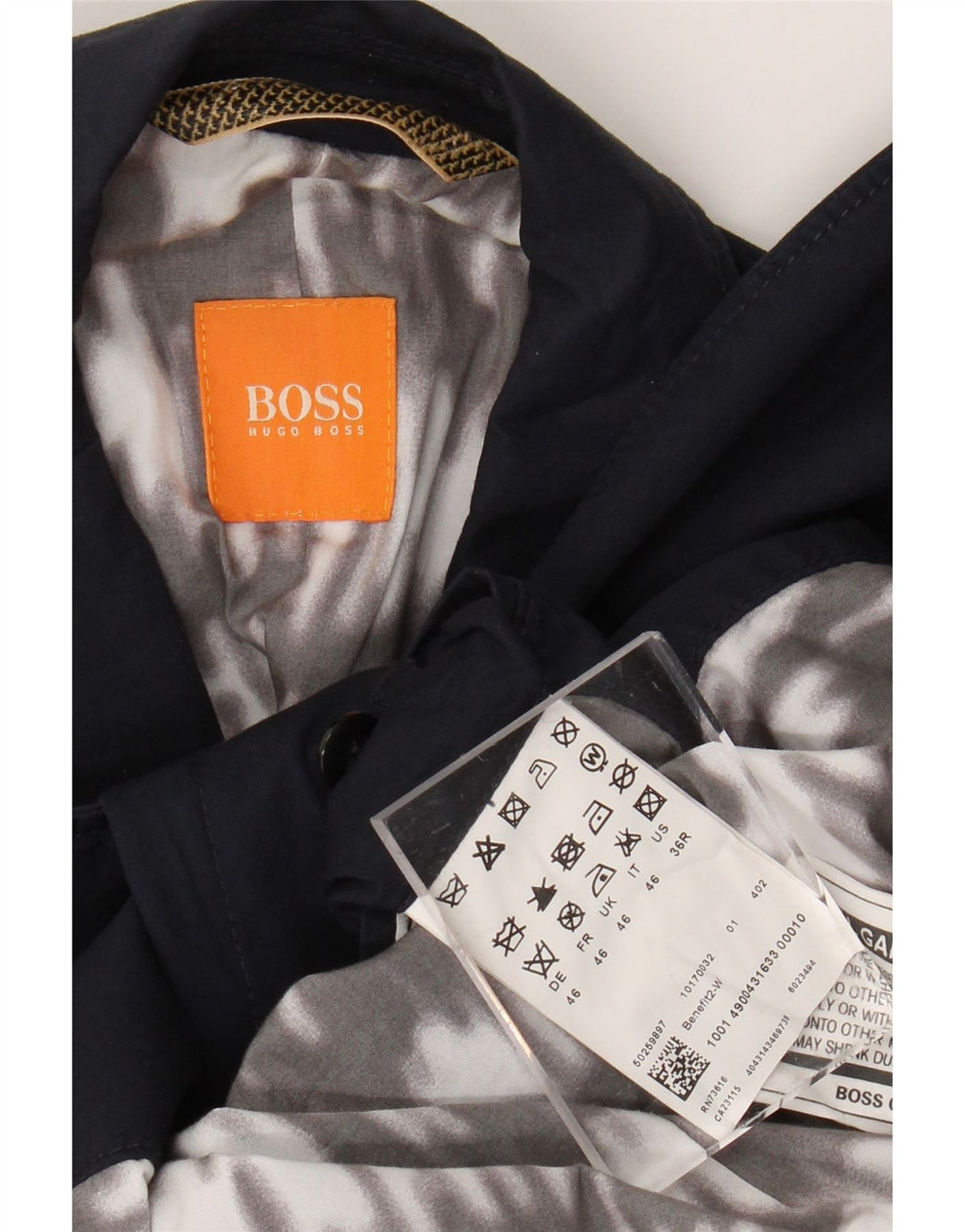 Jachetă pentru bărbați HUGO BOSS cu 2 nasturi EU 46 Bumbac bleumarin mic