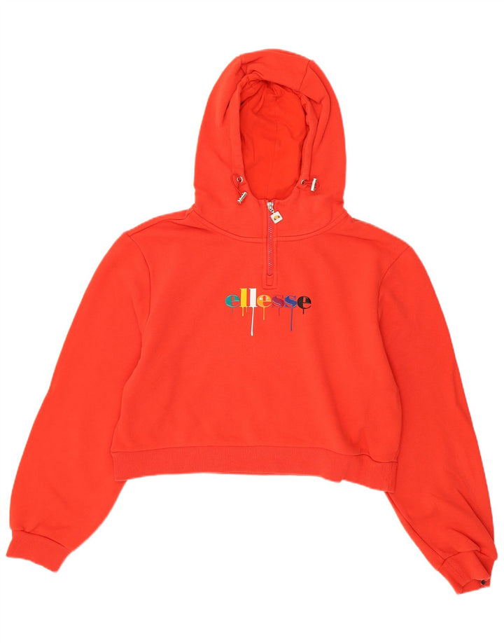 ELLESSE Womens Oversized Crop Graphic Hoodie Jumper UK 14 Medium  Red