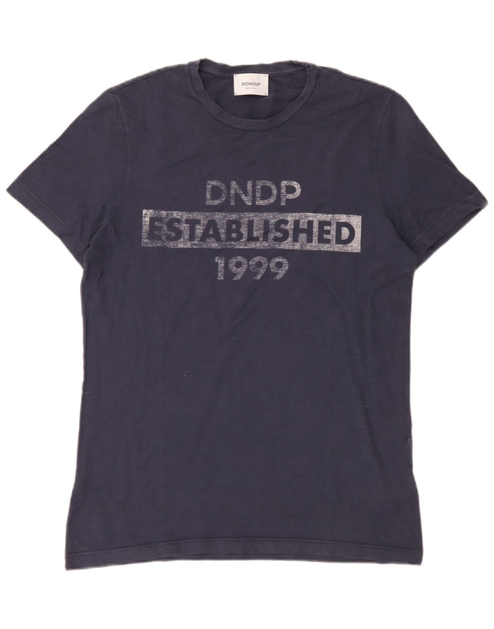Tricou grafic Dondup pentru bărbați Top mediu din bumbac bleumarin