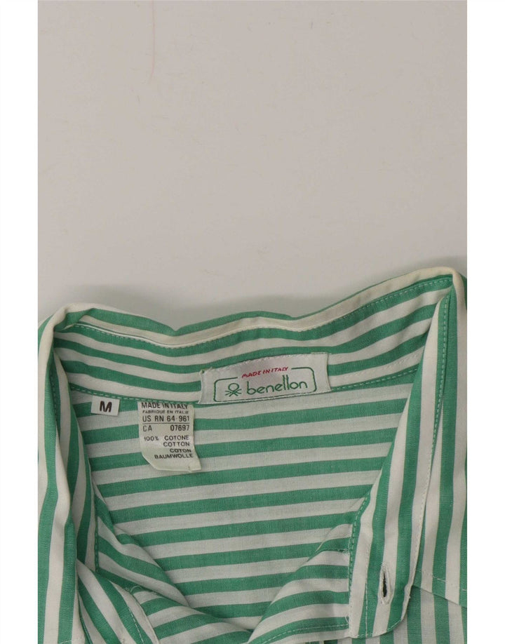 Cămașă Benetton pentru bărbați, bumbac cu dungi verde mediu