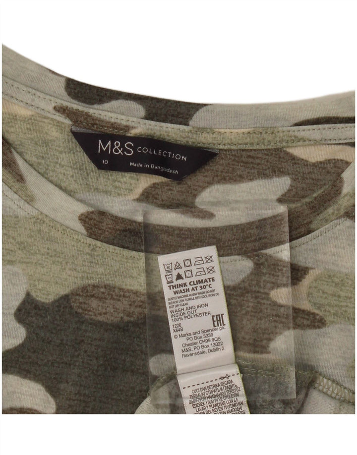 MARKS & SPENCER Vest Vest Top pentru femei UK 10 Small Kaki Camouflage Poliester
