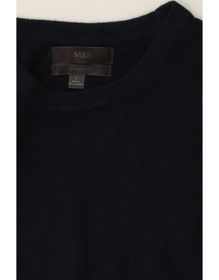 Pulover pentru bărbați Marks & Spencer cu decolteu rotund, mare, bleumarin, cașmir