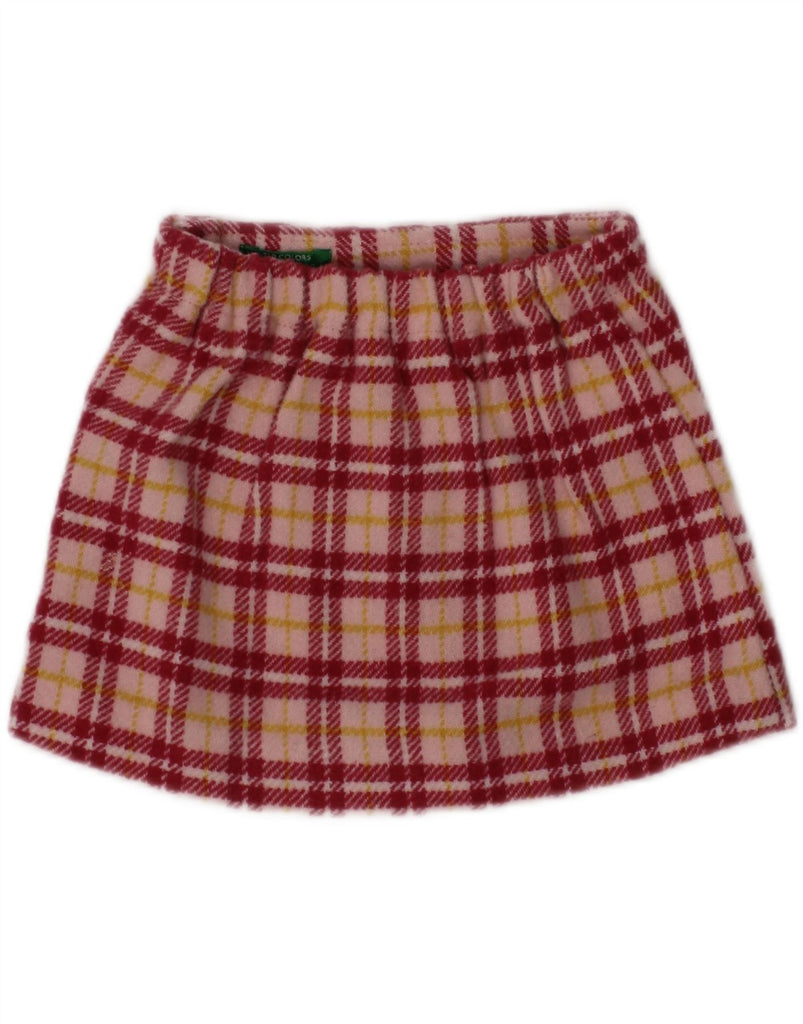 BENETTON Baby Girls A-Line Skirt 0-3 Months W18 Pink Plaid Acrylic Vintage Benetton and Second-Hand Benetton from Messina Hembry 