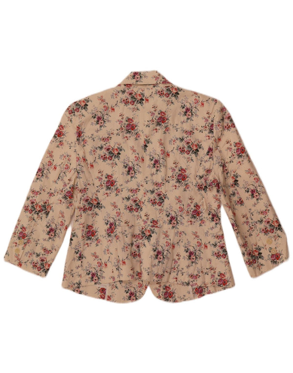 Blazer pentru femei Zara cu 1 nasture UK 14 mare bumbac floral alb