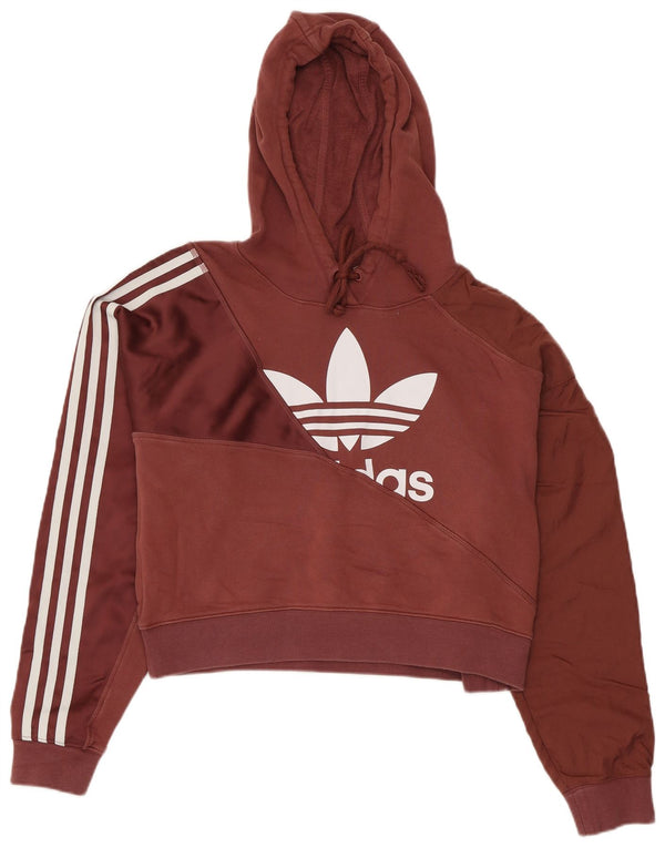 Pulover Adidas pentru femei Graphic Crop Hoodie UK 12 Medium Maroon Bumbac