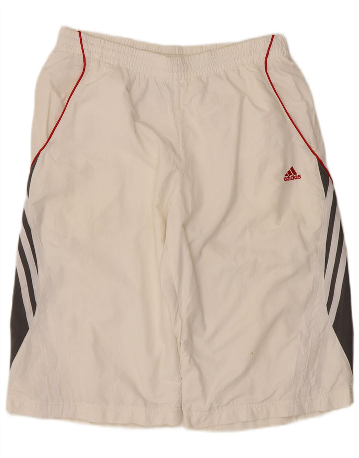 Pantaloni scurți sport pentru bărbați Adidas Climalite, alb mediu, poliester color bloc