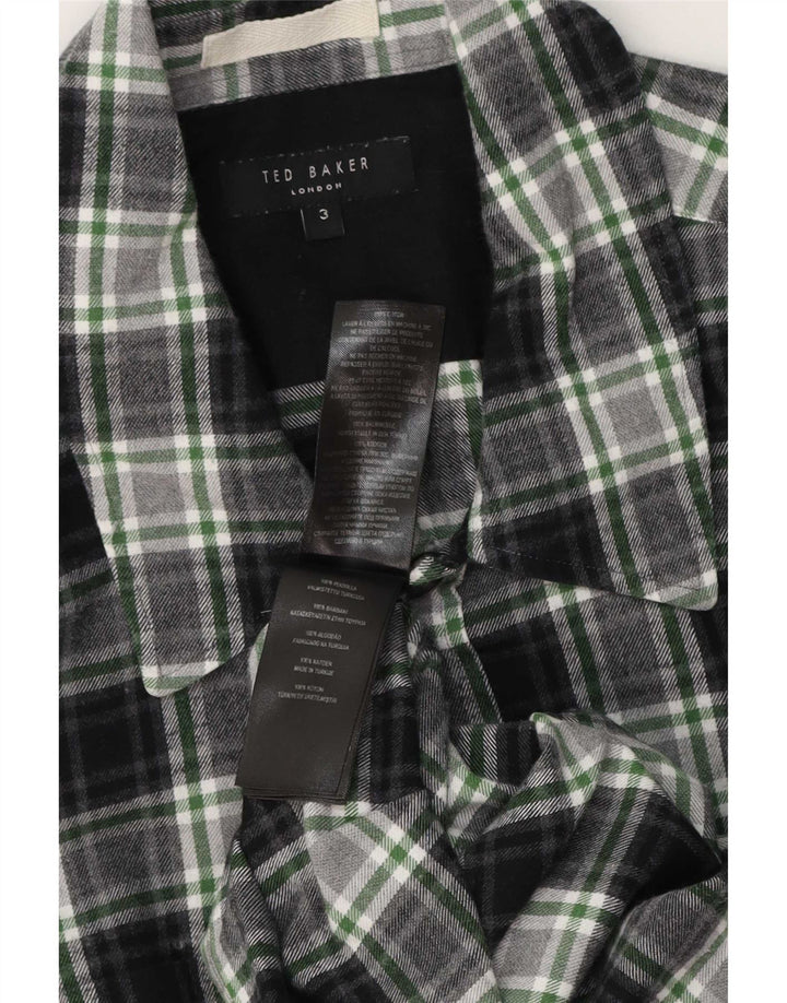 Cămașă de flanel pentru bărbați Ted Baker, mărimea 3, bumbac cu carouri verde mediu