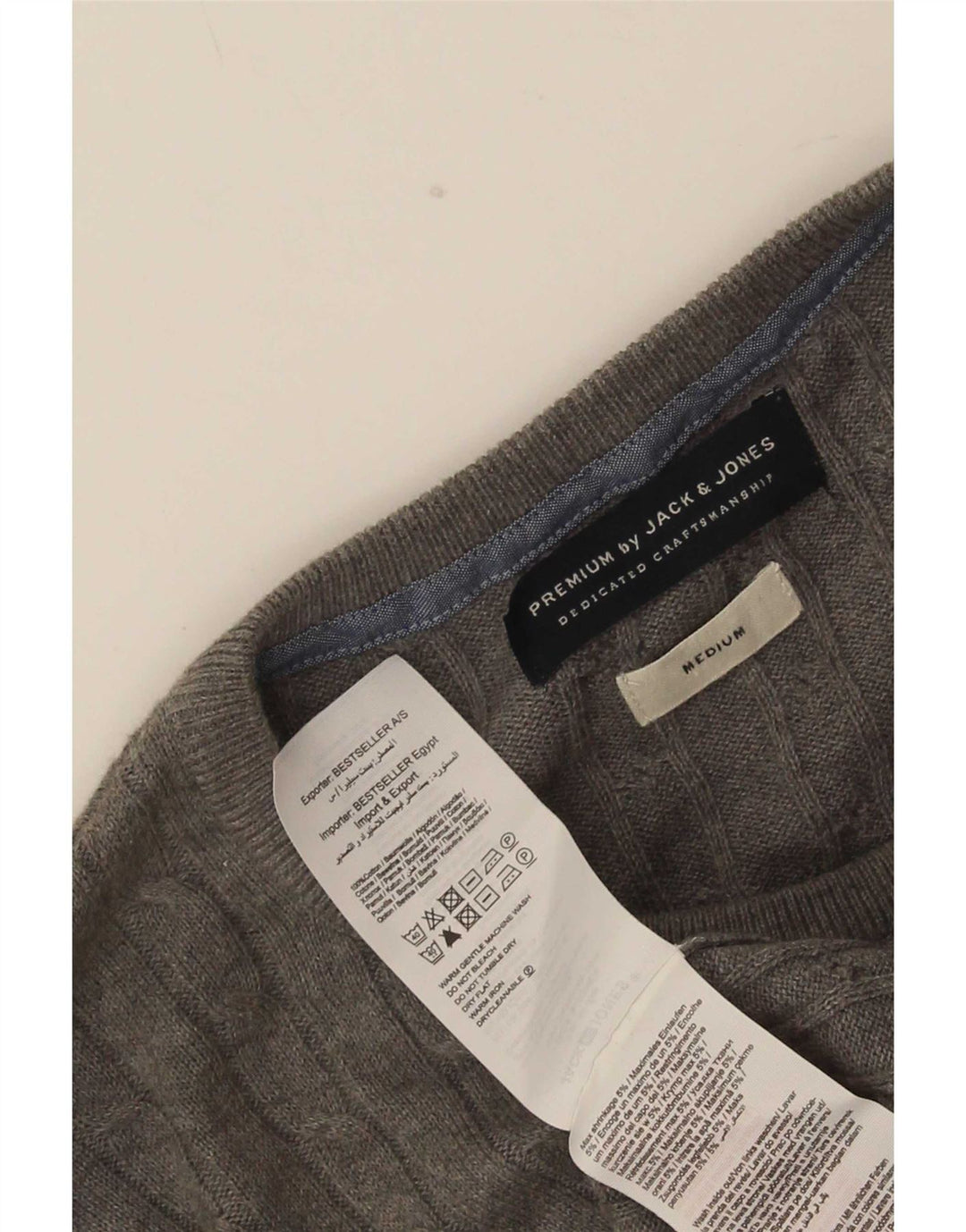 Pulover Jack & Jones pentru bărbați, cu gât crew, bumbac, gri mediu